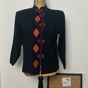 Asian inspired military asymmetrical jacket M